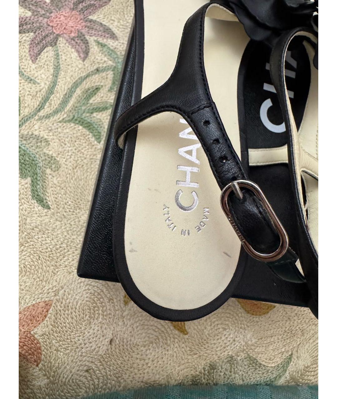 CHANEL Черные кожаные сандалии, фото 2