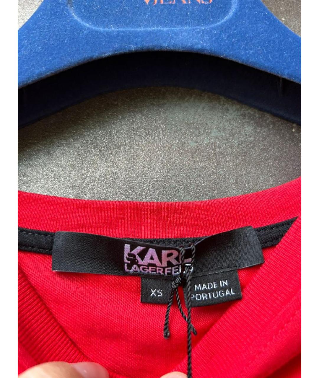 KARL LAGERFELD Красная хлопковая футболка, фото 2
