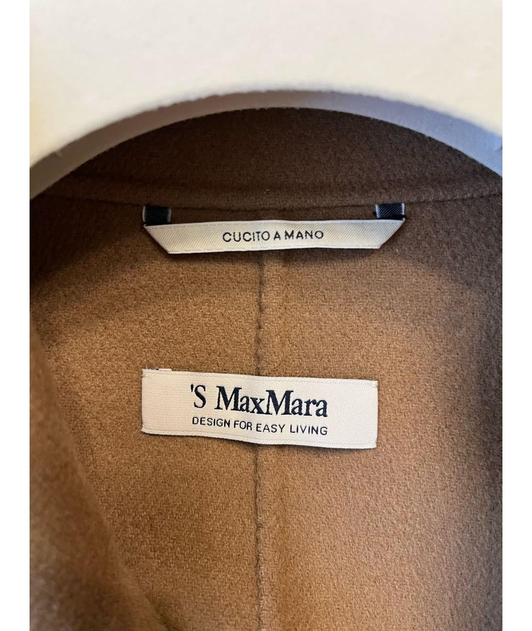 'S MAX MARA Коричневое шерстяное пальто, фото 3