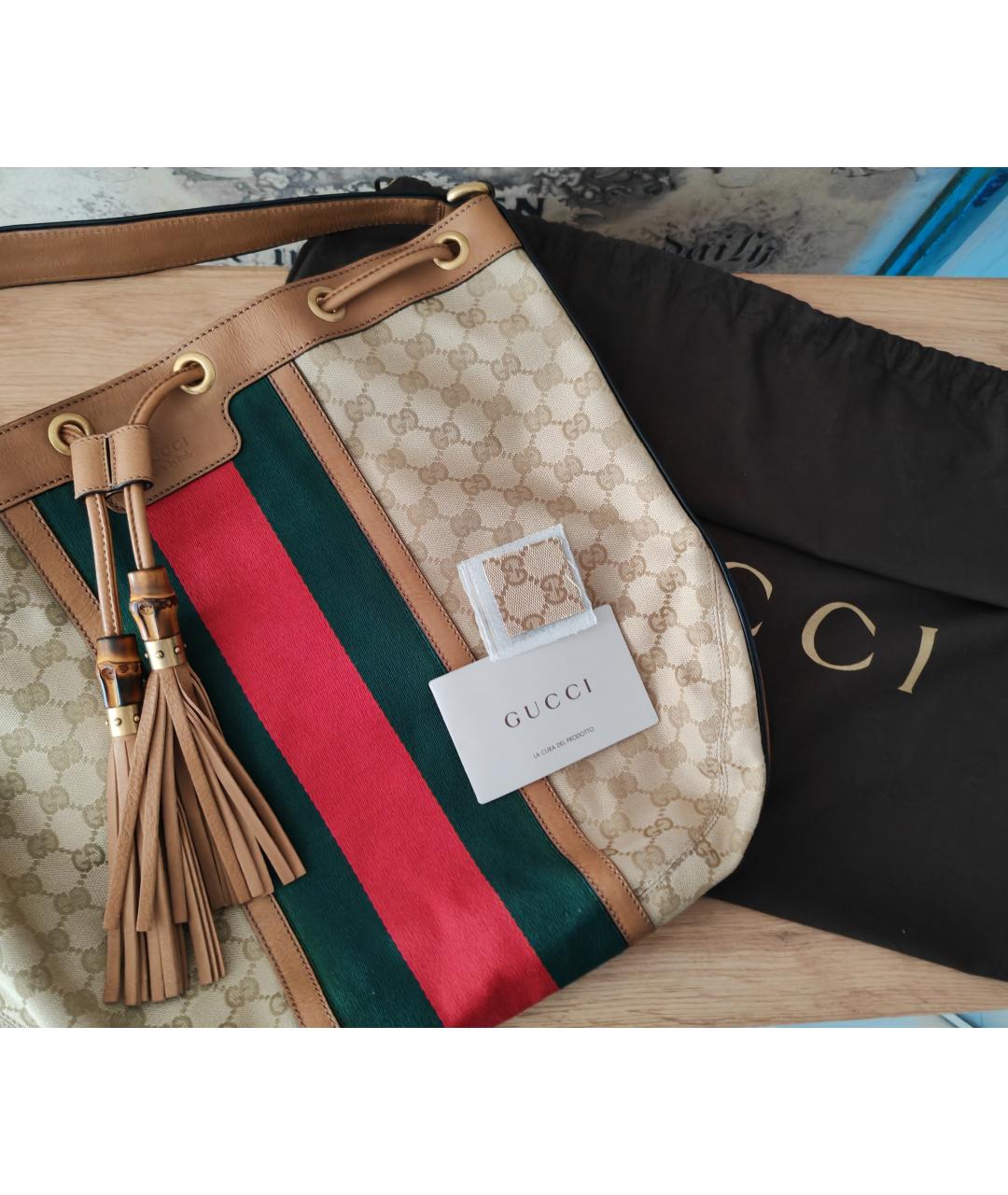 GUCCI Коричневая тканевая сумка через плечо, фото 8