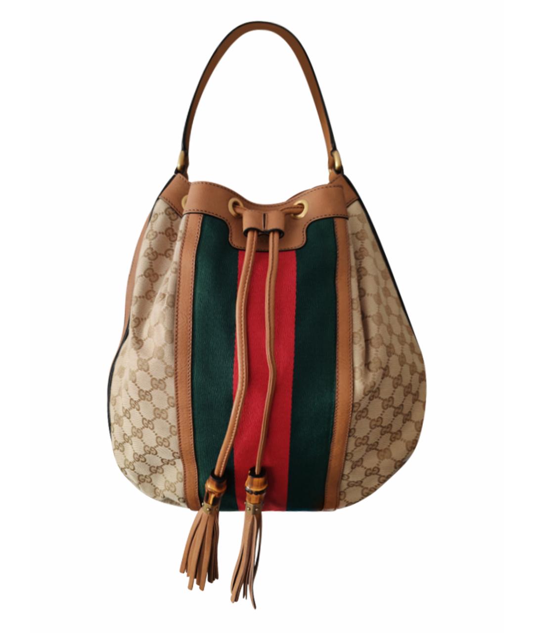 GUCCI Коричневая тканевая сумка через плечо, фото 1