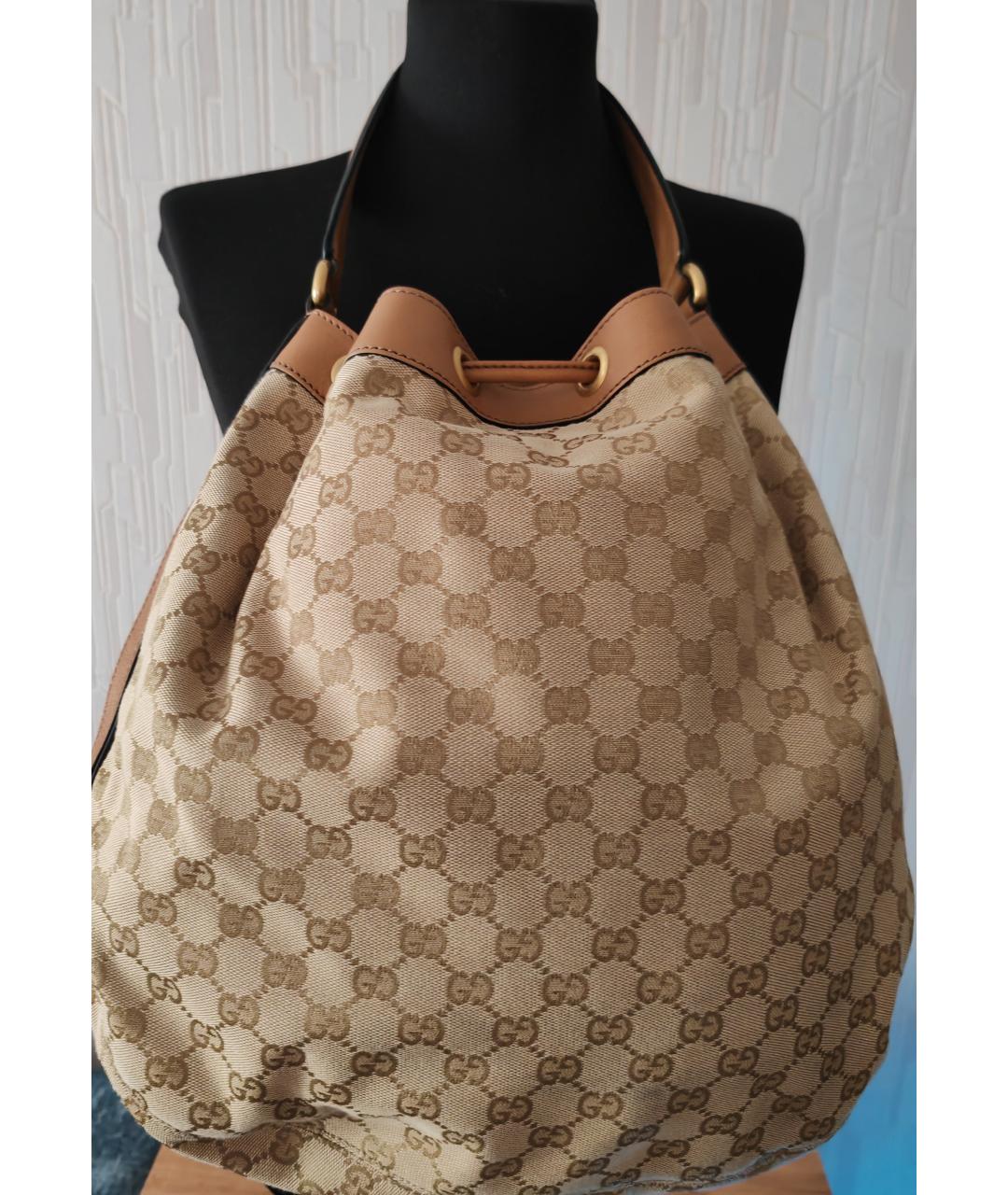 GUCCI Коричневая тканевая сумка через плечо, фото 3