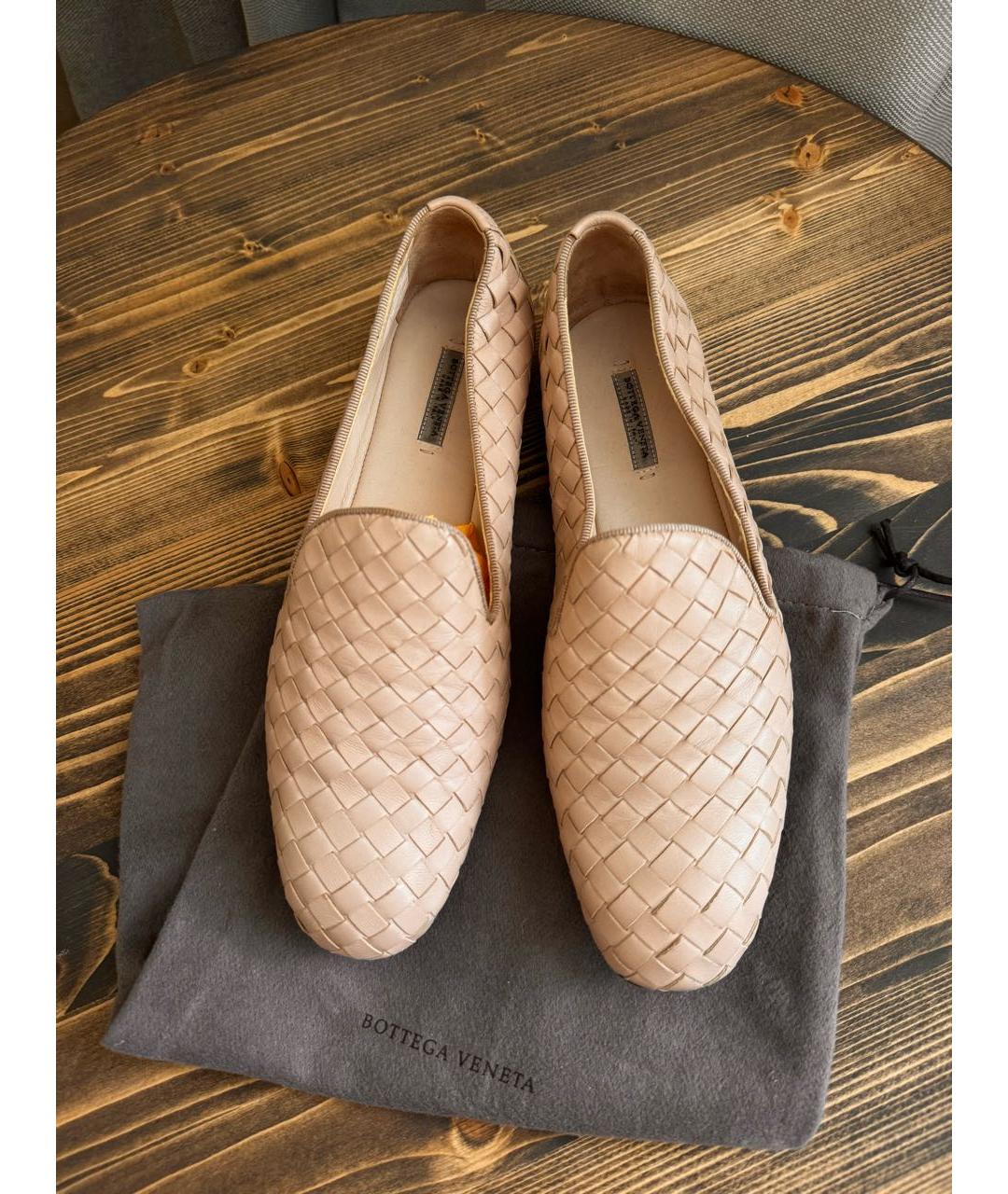 BOTTEGA VENETA Бежевые кожаные лоферы, фото 3