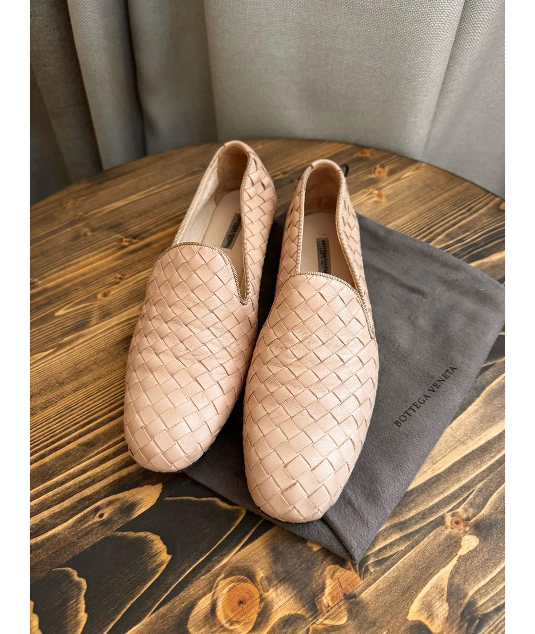 BOTTEGA VENETA Бежевые кожаные лоферы, фото 6