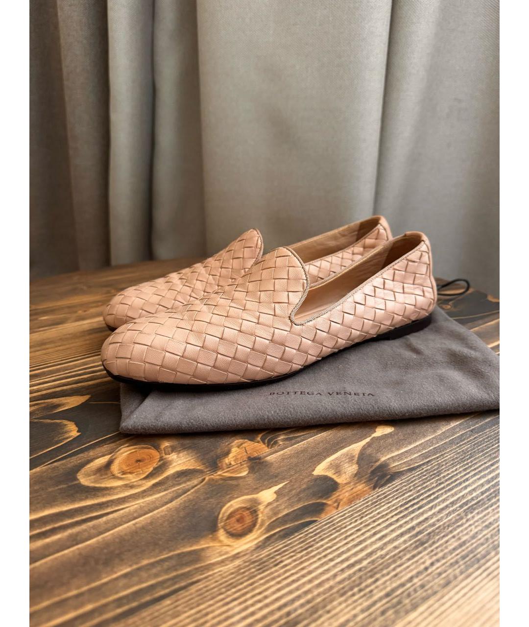 BOTTEGA VENETA Бежевые кожаные лоферы, фото 9