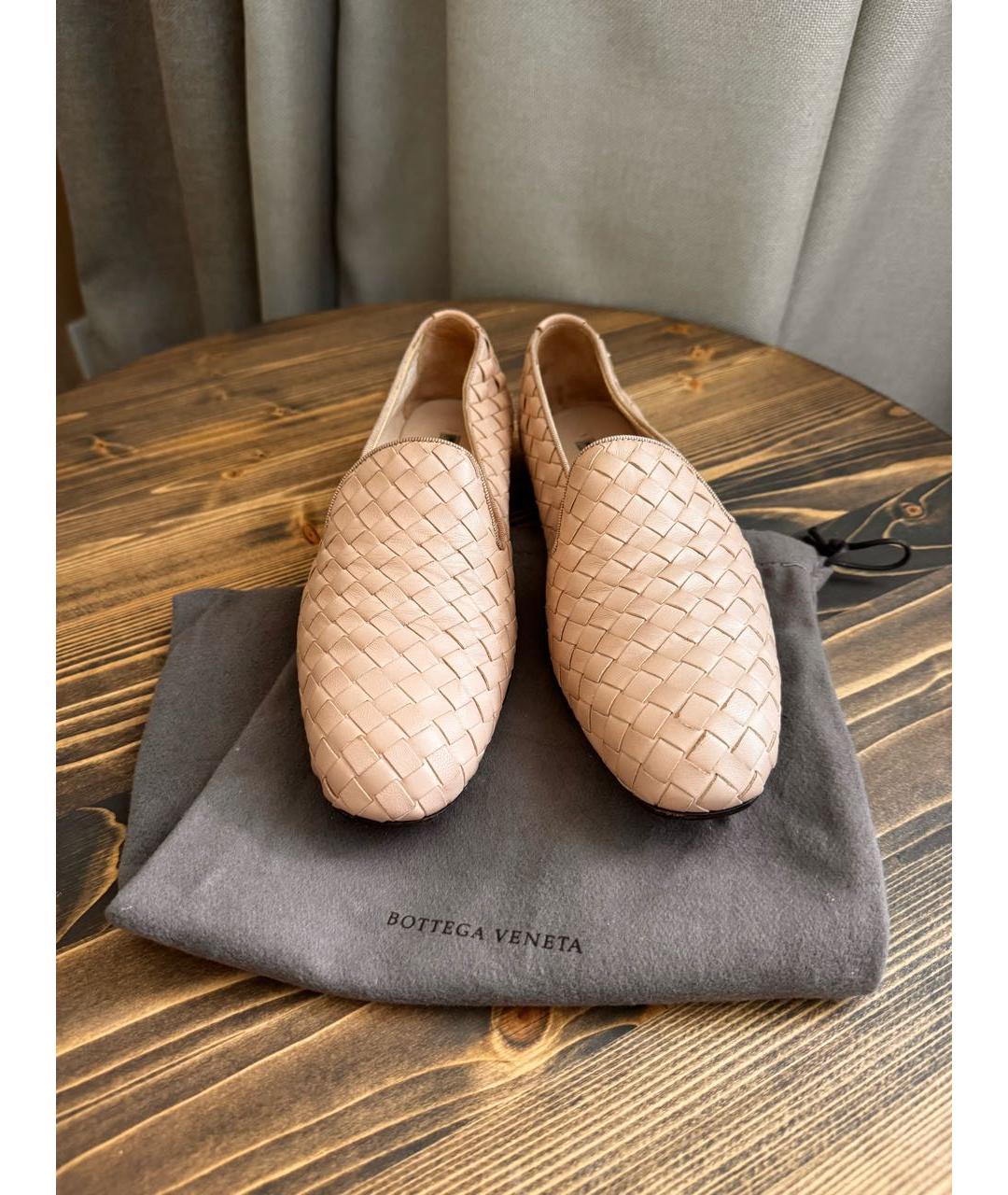 BOTTEGA VENETA Бежевые кожаные лоферы, фото 2