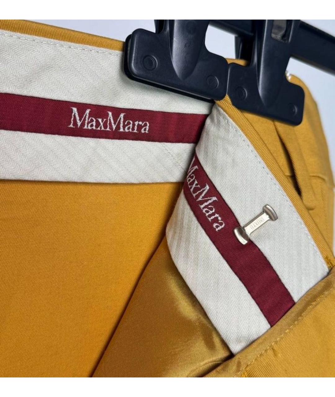 MAX MARA Оранжевое хлопковые прямые брюки, фото 5