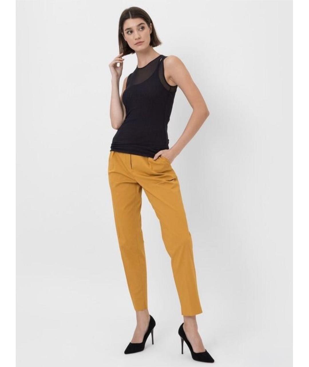 MAX MARA Оранжевое хлопковые прямые брюки, фото 8