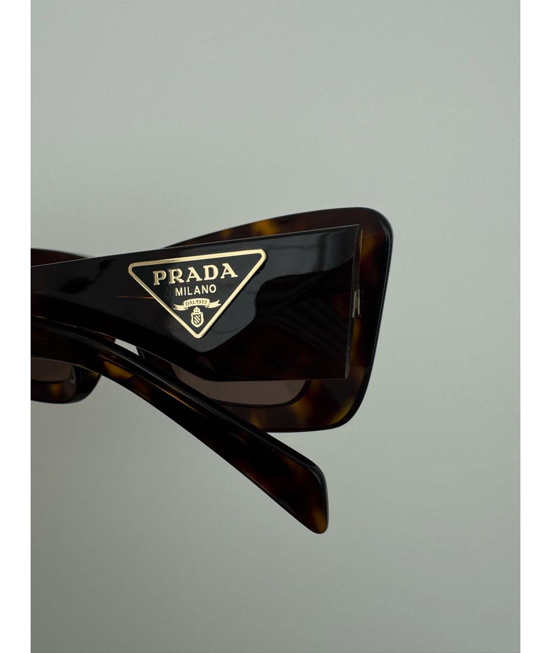 PRADA Коричневые пластиковые солнцезащитные очки, фото 3
