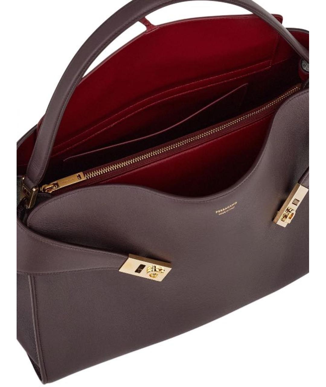 FERRAGAMO Бордовая кожаная сумка через плечо, фото 5