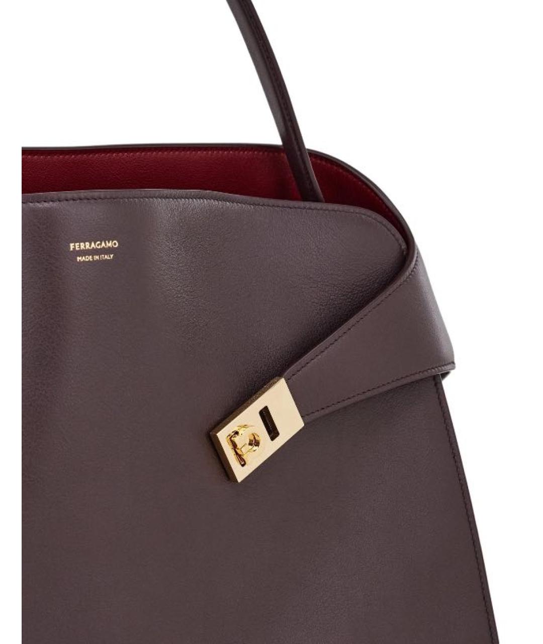 FERRAGAMO Бордовая кожаная сумка через плечо, фото 4