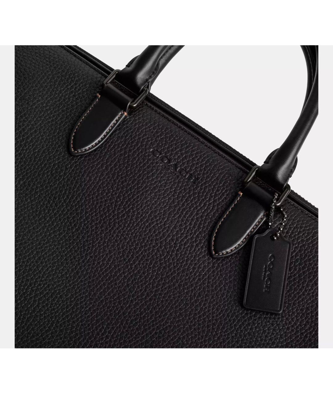 COACH Черный кожаный портфель, фото 5