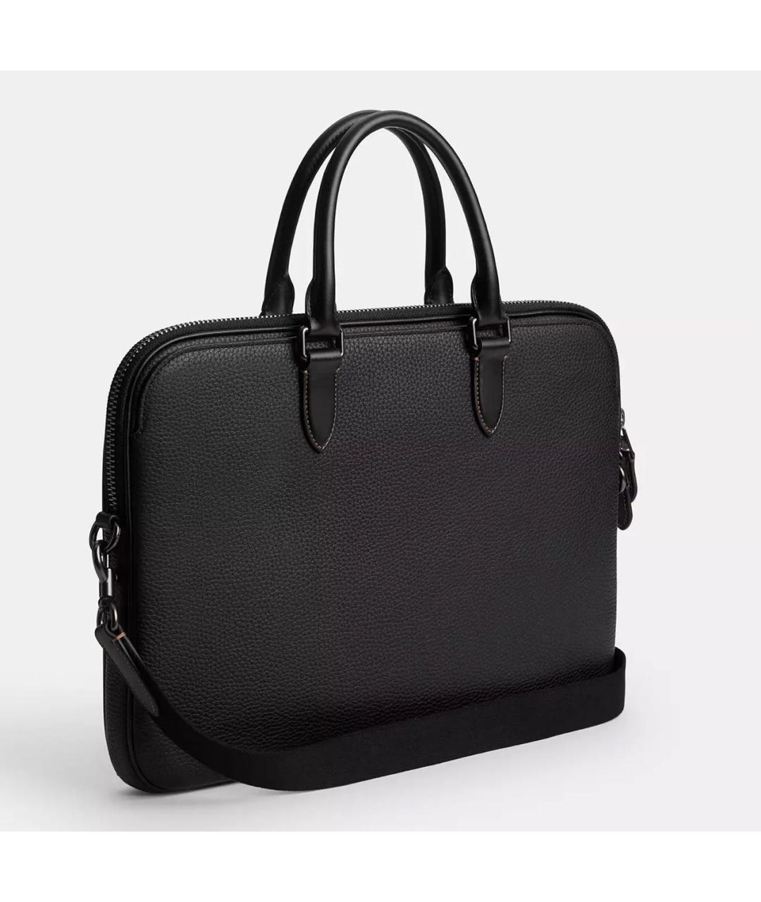 COACH Черный кожаный портфель, фото 2