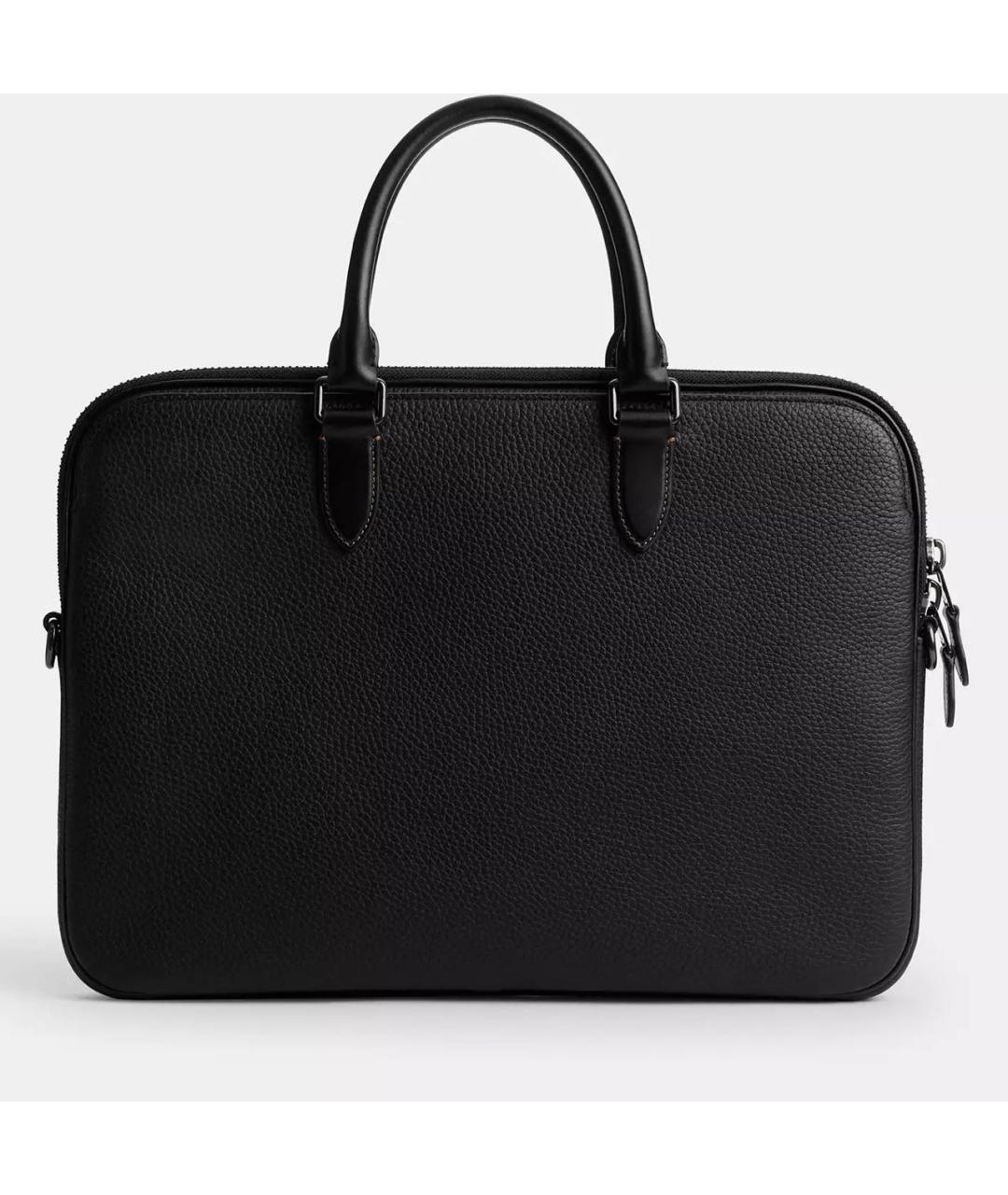 COACH Черный кожаный портфель, фото 3