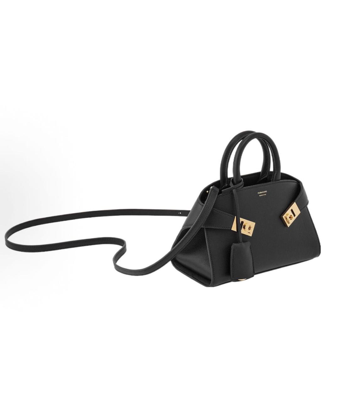 FERRAGAMO Черная кожаная сумка через плечо, фото 2