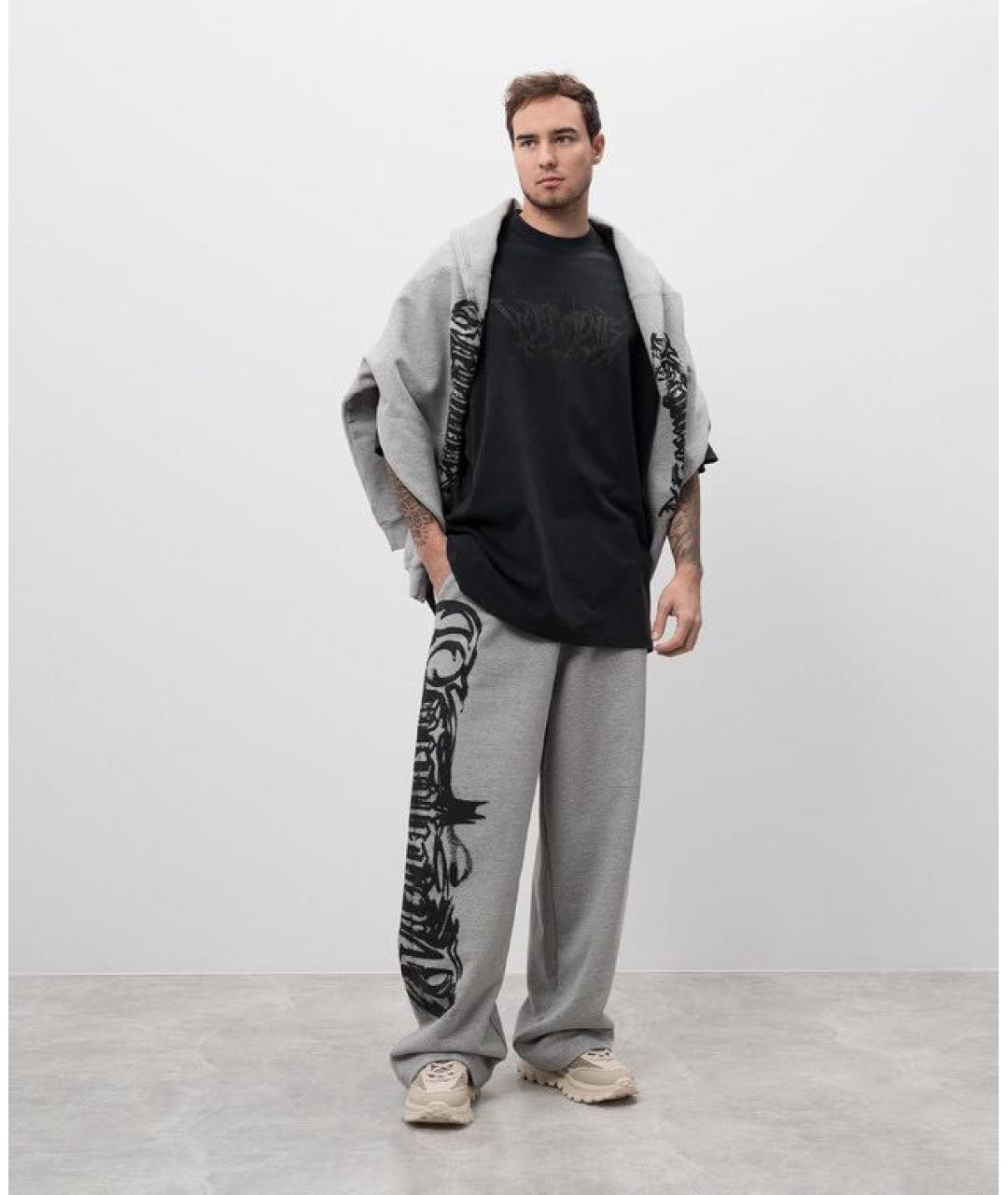 VETEMENTS Серые хлопковые повседневные брюки, фото 3