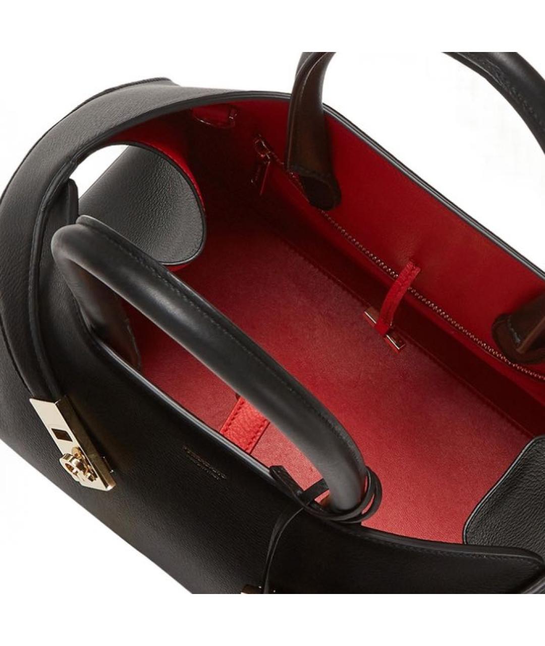 FERRAGAMO Черная кожаная сумка тоут, фото 4