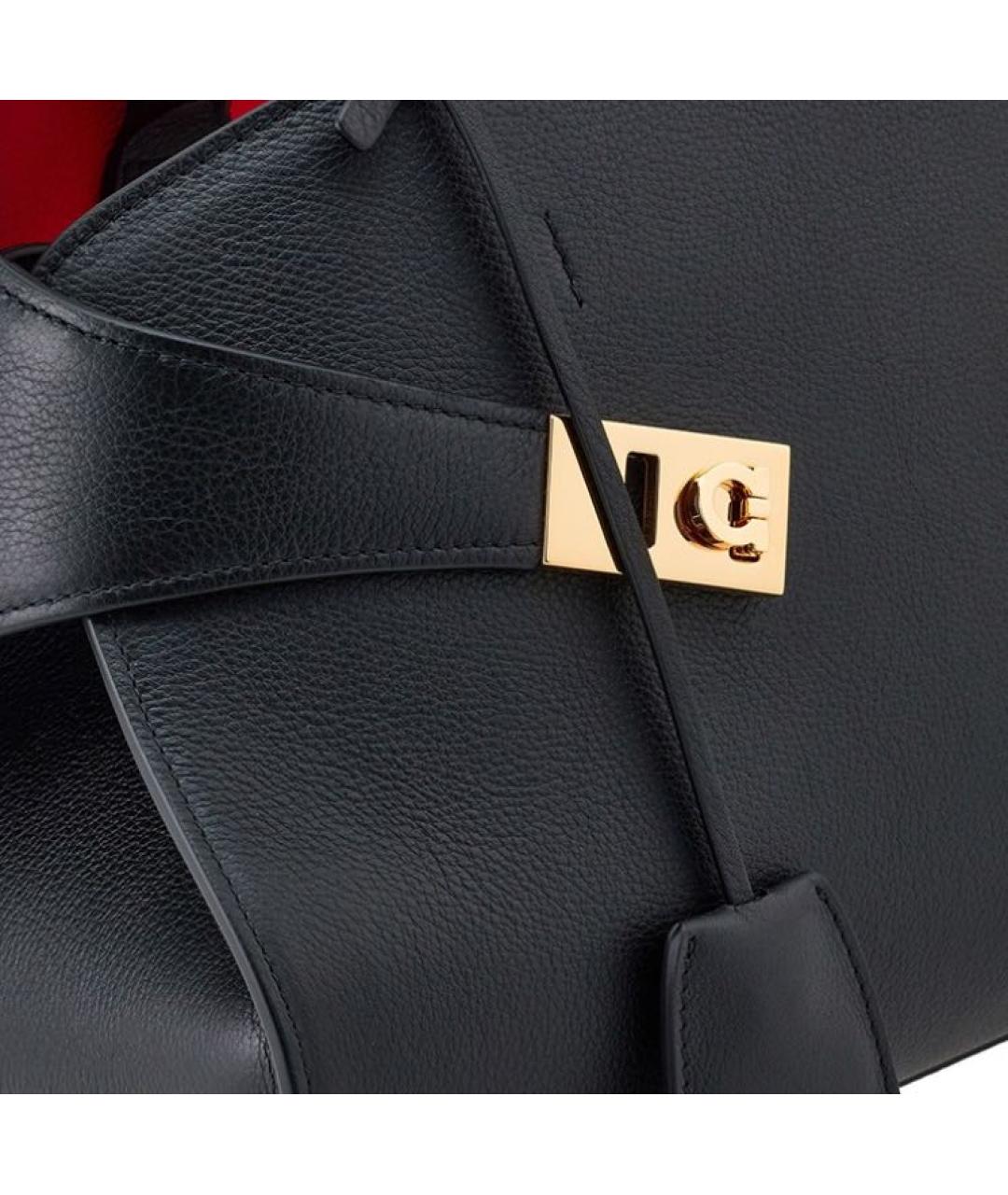 FERRAGAMO Черная кожаная сумка тоут, фото 5