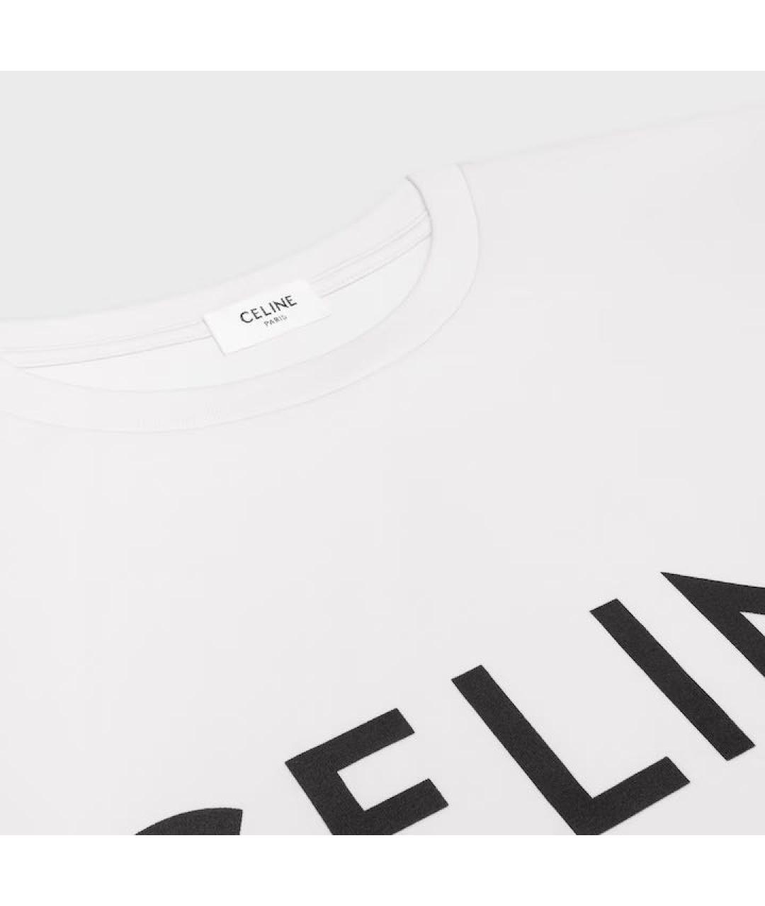 CELINE Белая хлопковая футболка, фото 3