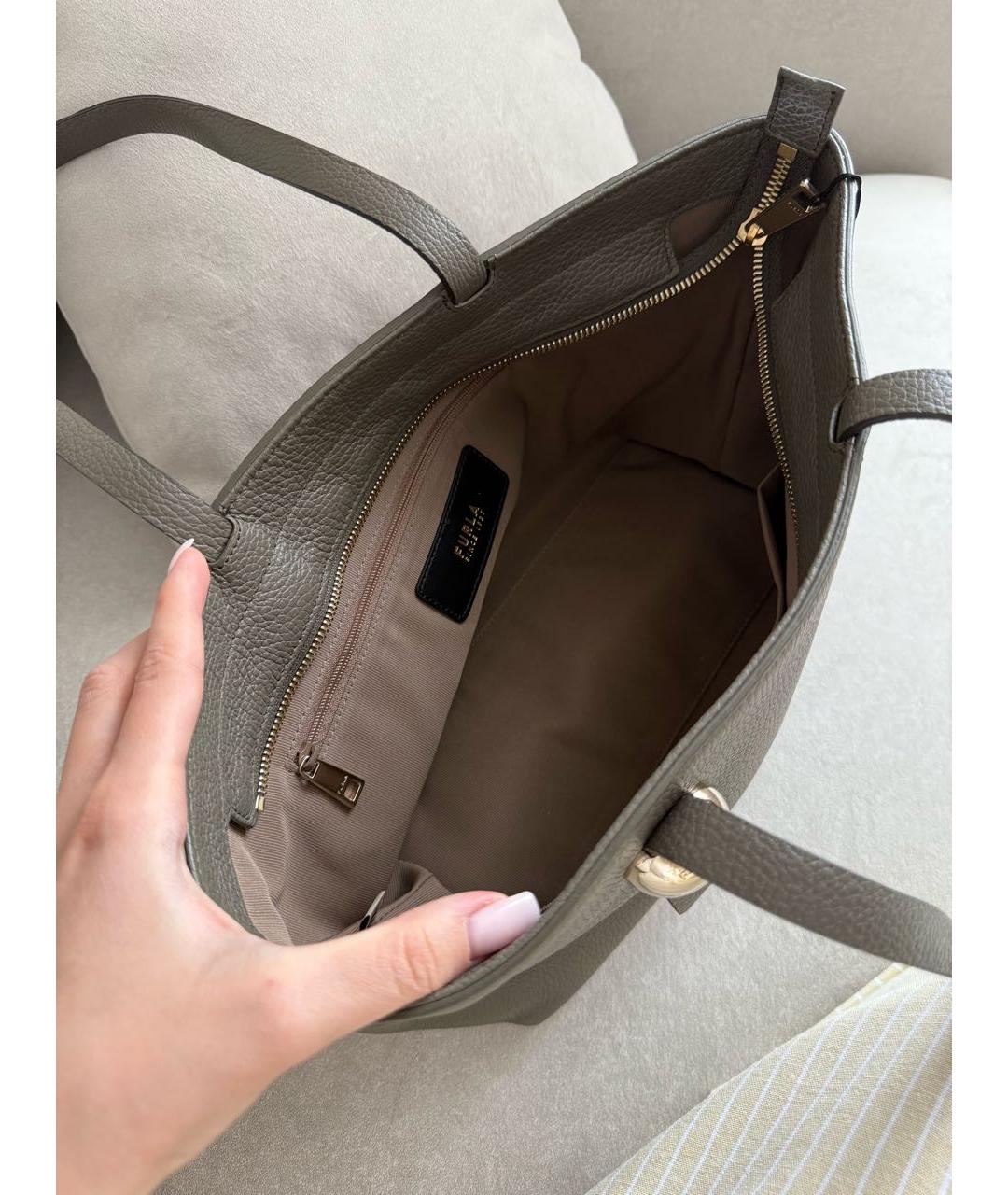 FURLA Хаки кожаная сумка тоут, фото 3