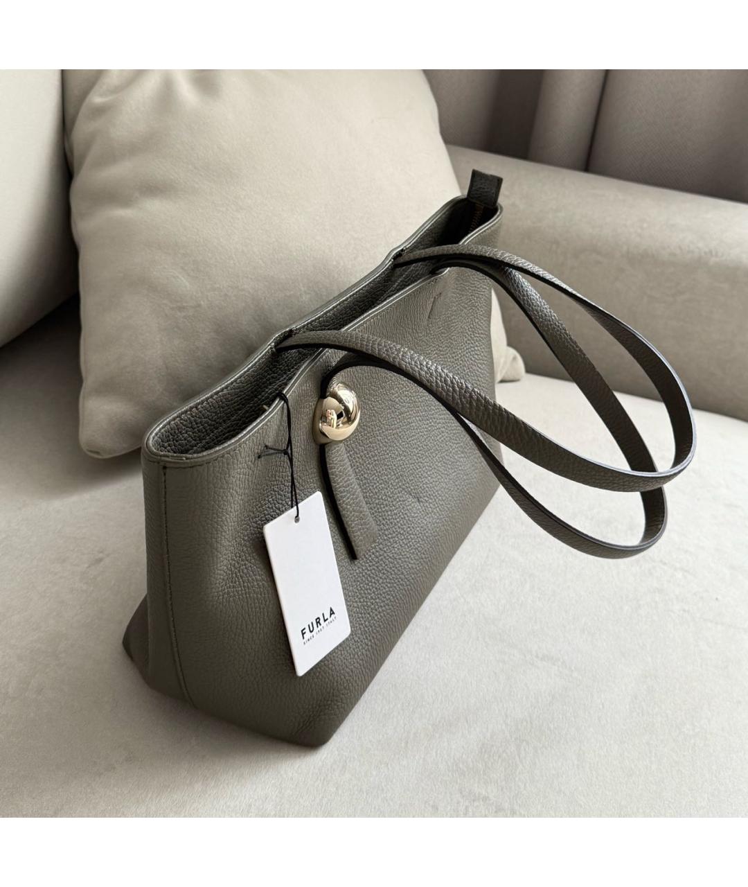 FURLA Хаки кожаная сумка тоут, фото 2
