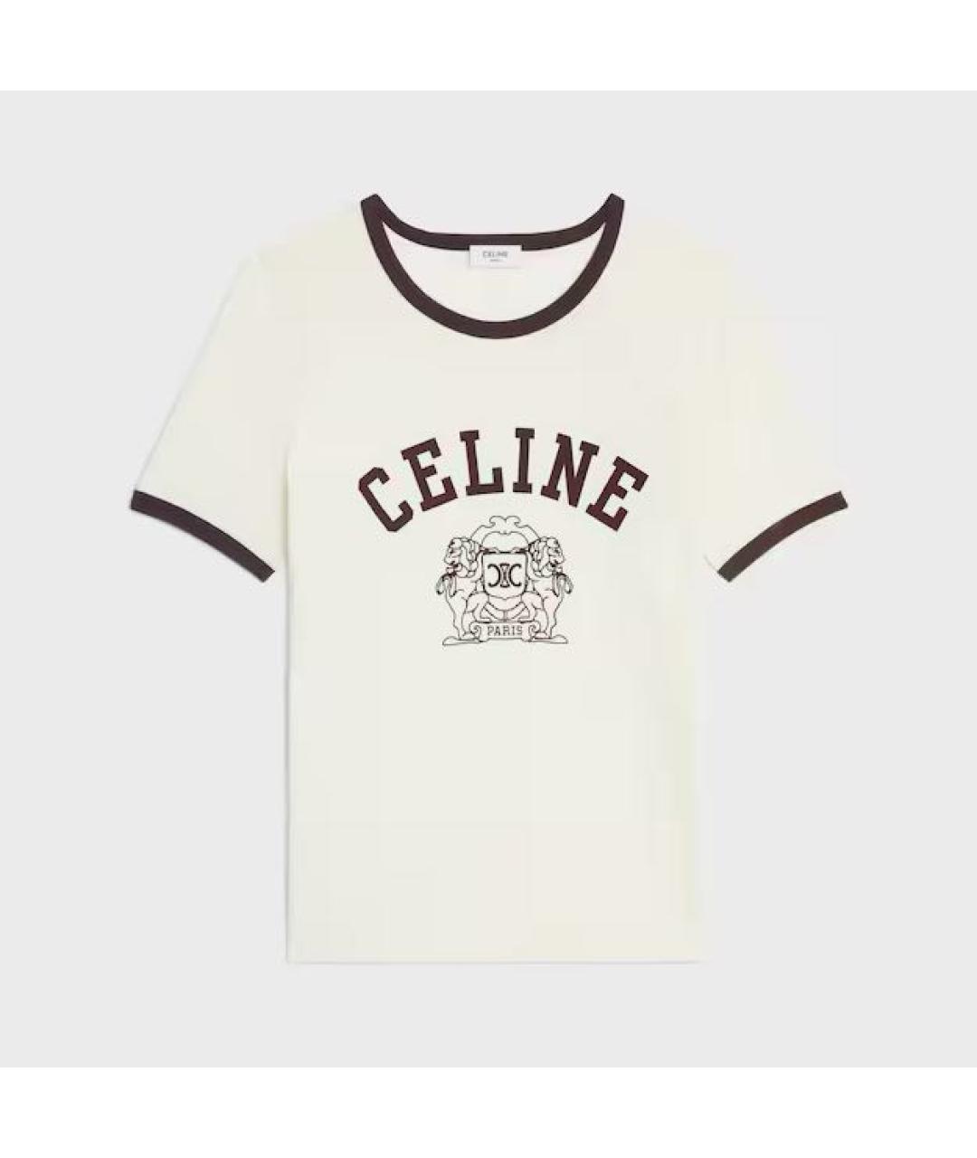 CELINE Бежевая хлопковая футболка, фото 5