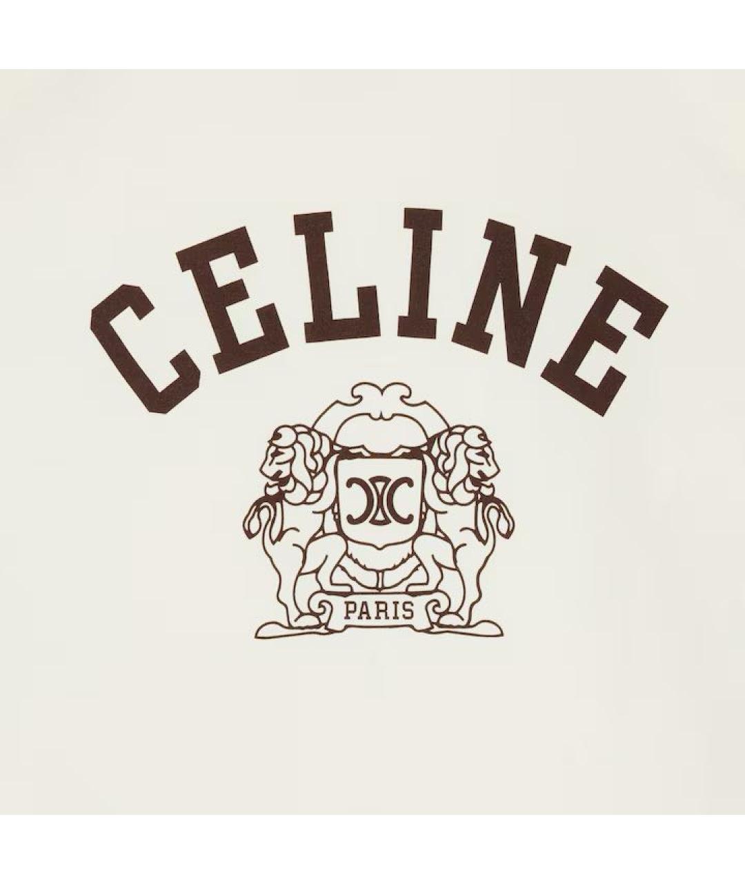 CELINE Бежевая хлопковая футболка, фото 4