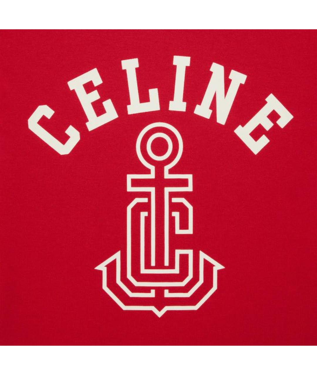 CELINE Красная хлопковая футболка, фото 4
