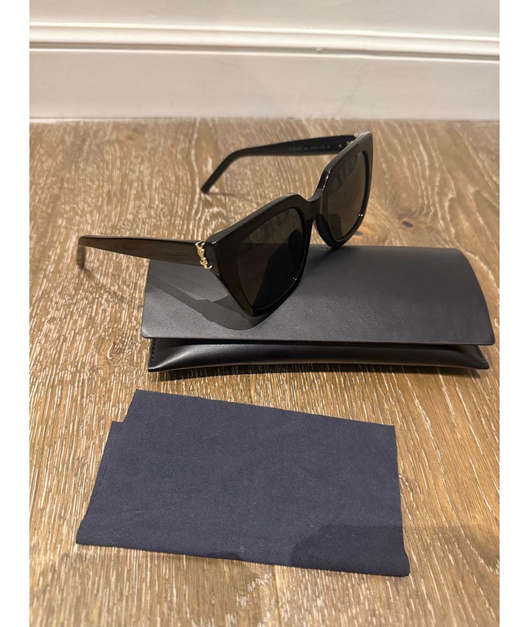 SAINT LAURENT Черные пластиковые солнцезащитные очки, фото 2