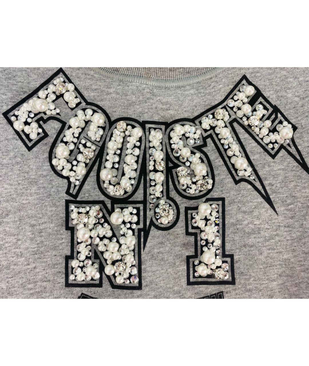 PHILIPP PLEIN Серое хлопко-эластановое повседневное платье, фото 4