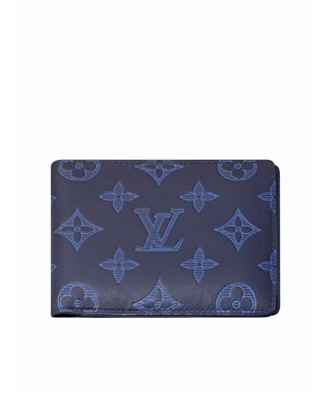 LOUIS VUITTON Темно-синий кожаный кошелек, фото 1