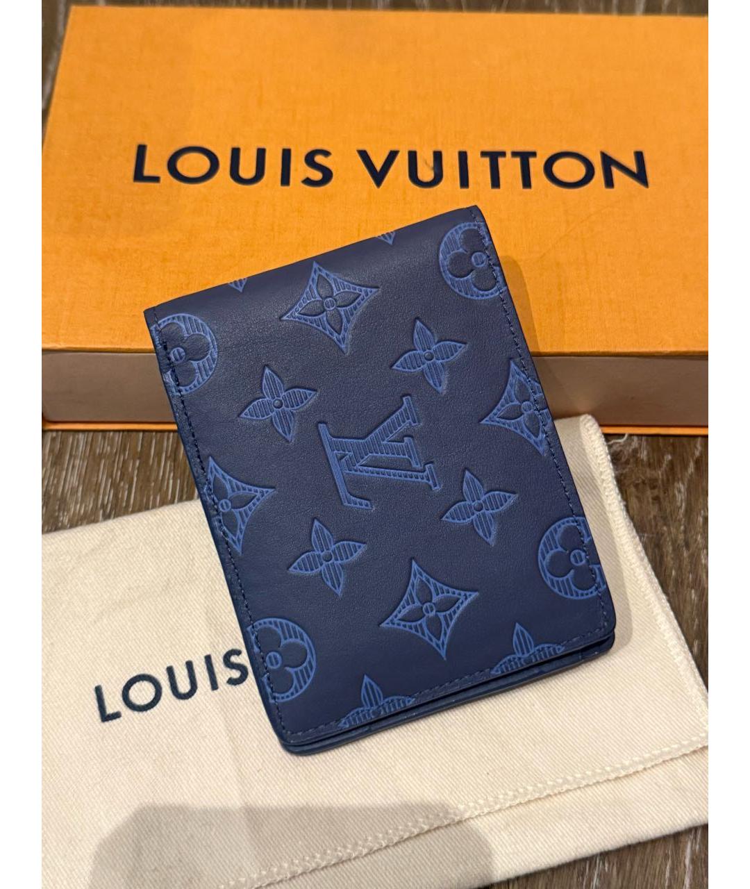 LOUIS VUITTON Темно-синий кожаный кошелек, фото 3