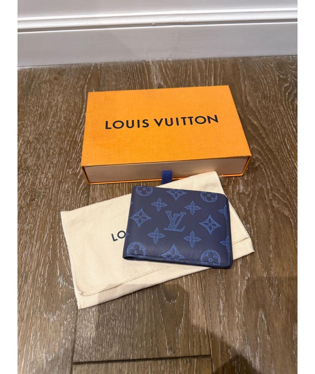 LOUIS VUITTON Темно-синий кожаный кошелек, фото 6