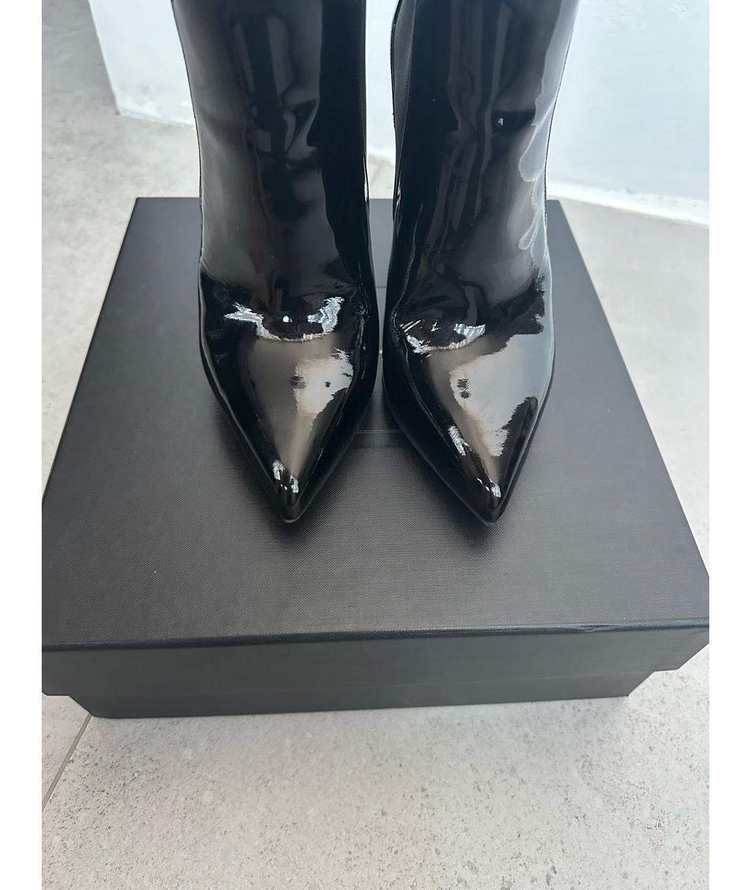 SAINT LAURENT Черные ботильоны из лакированной кожи, фото 2