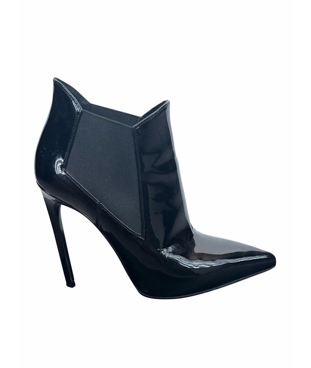 SAINT LAURENT Черные ботильоны из лакированной кожи, фото 1