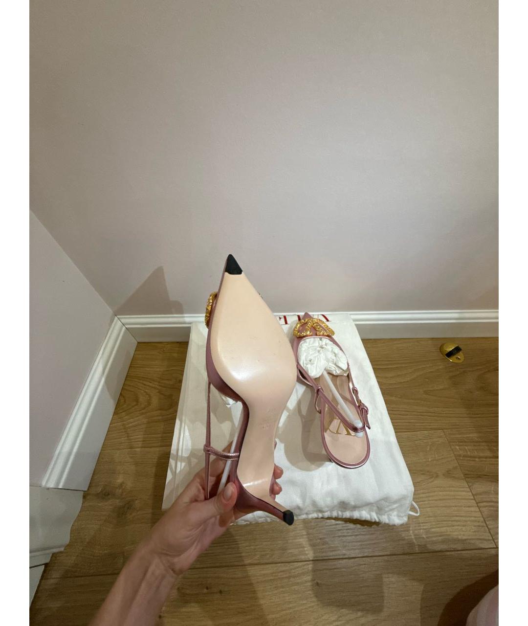 VALENTINO Розовые кожаные босоножки, фото 5