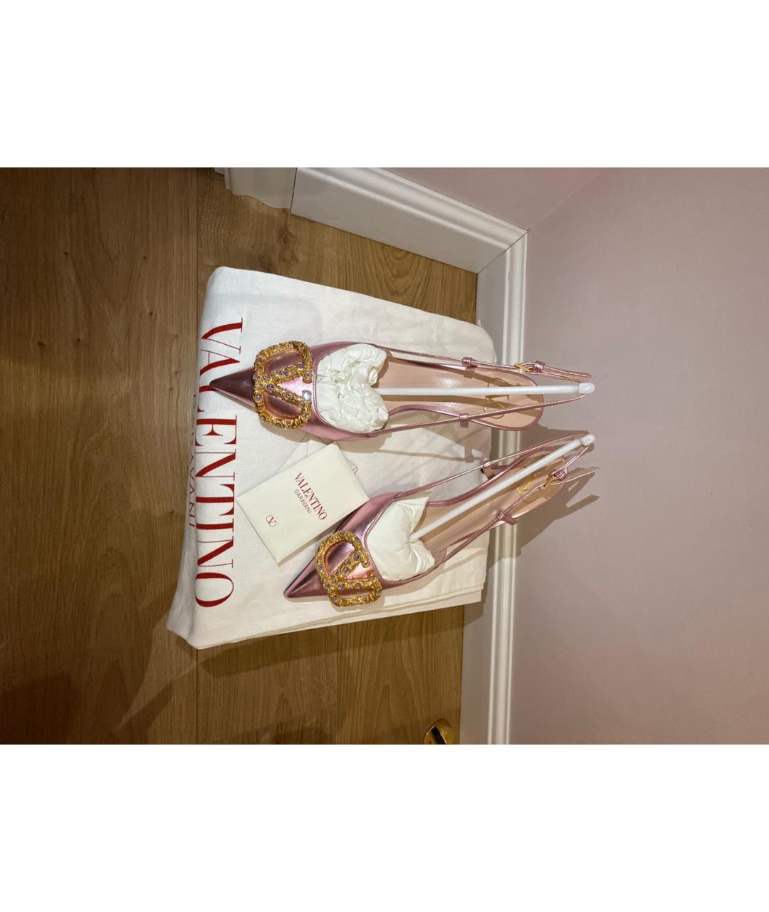 VALENTINO Розовые кожаные босоножки, фото 2