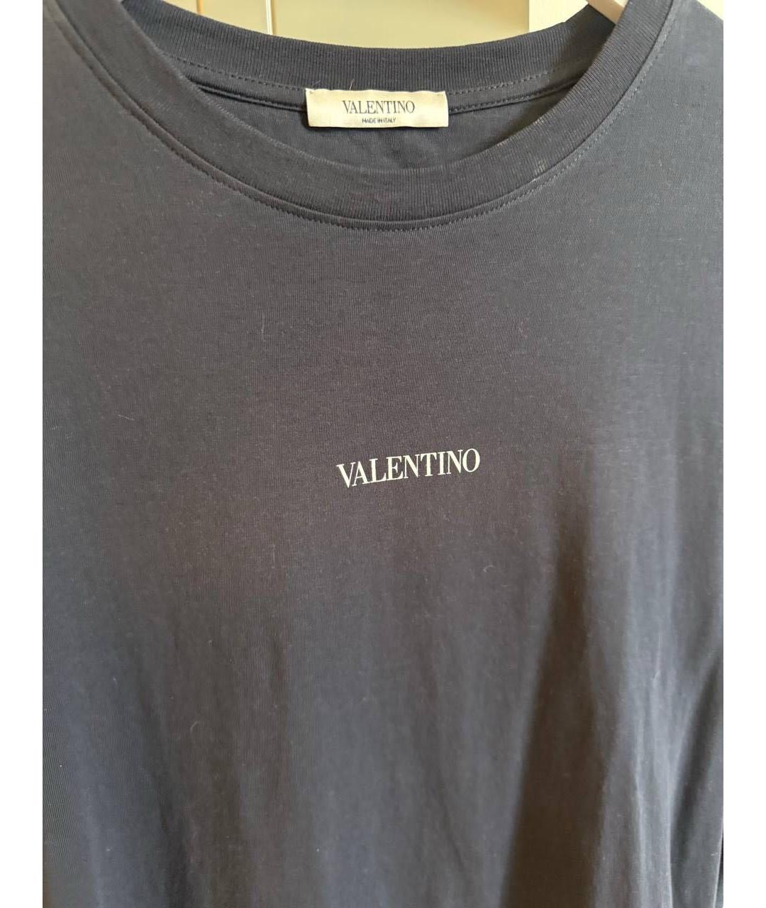 VALENTINO Темно-синяя хлопковая футболка, фото 2