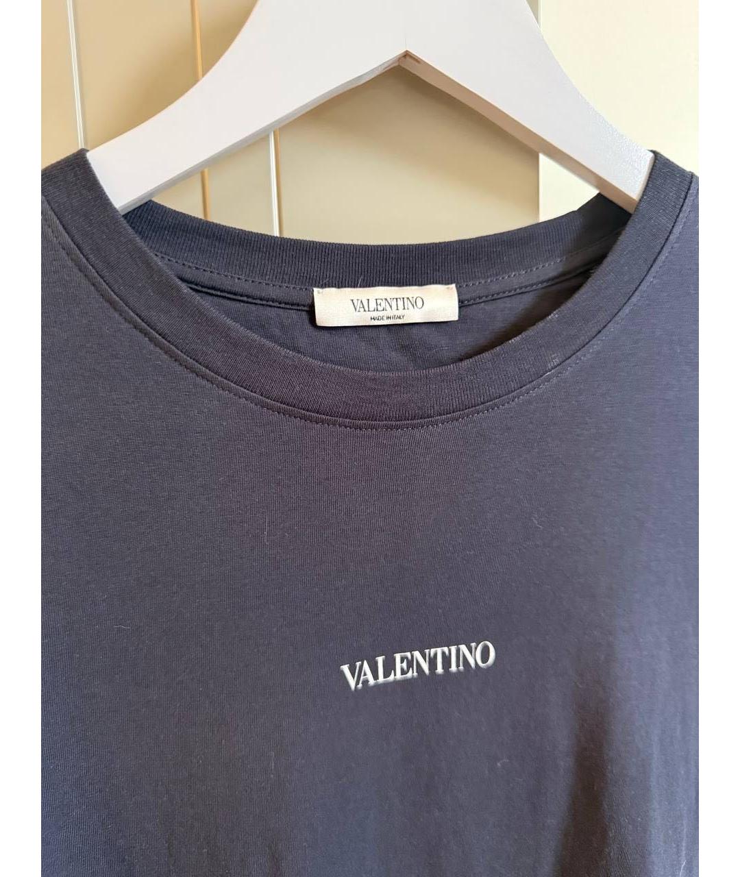 VALENTINO Темно-синяя хлопковая футболка, фото 4