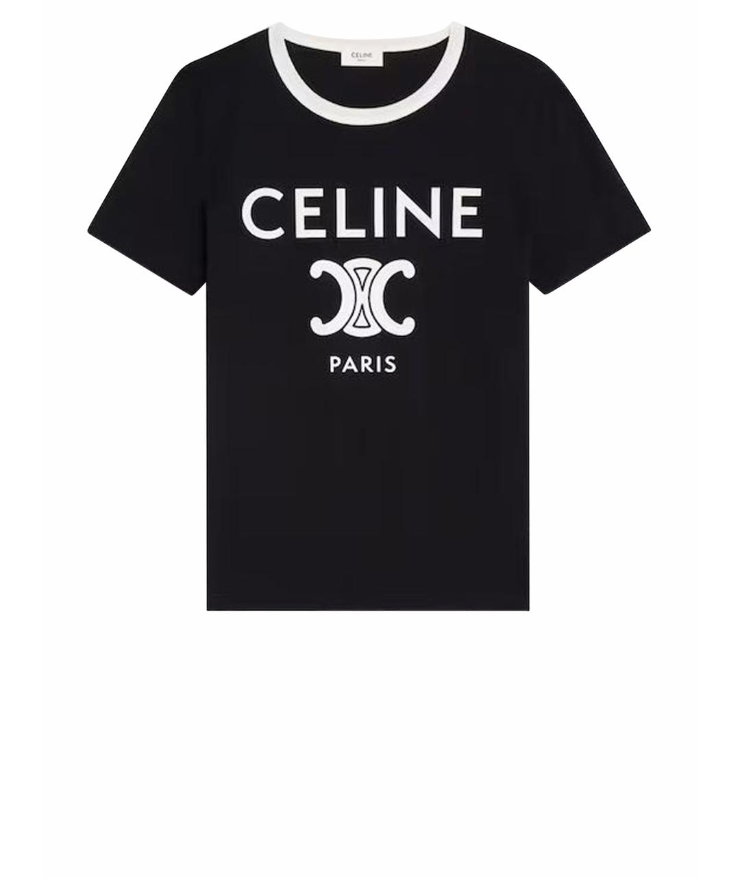 CELINE Черная хлопковая футболка, фото 1