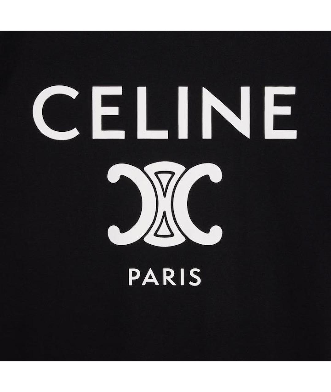 CELINE Черная хлопковая футболка, фото 4
