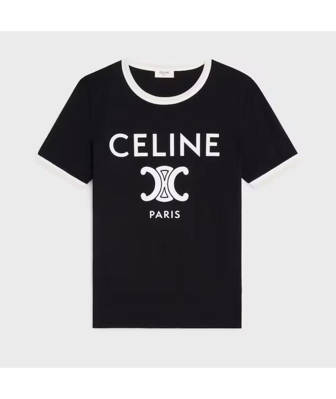 CELINE Черная хлопковая футболка, фото 5