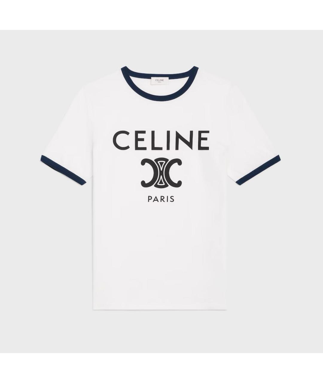 CELINE Белая хлопковая футболка, фото 4