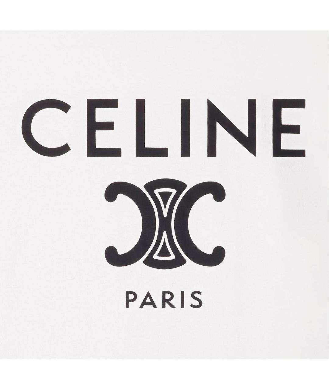 CELINE Белая хлопковая футболка, фото 3