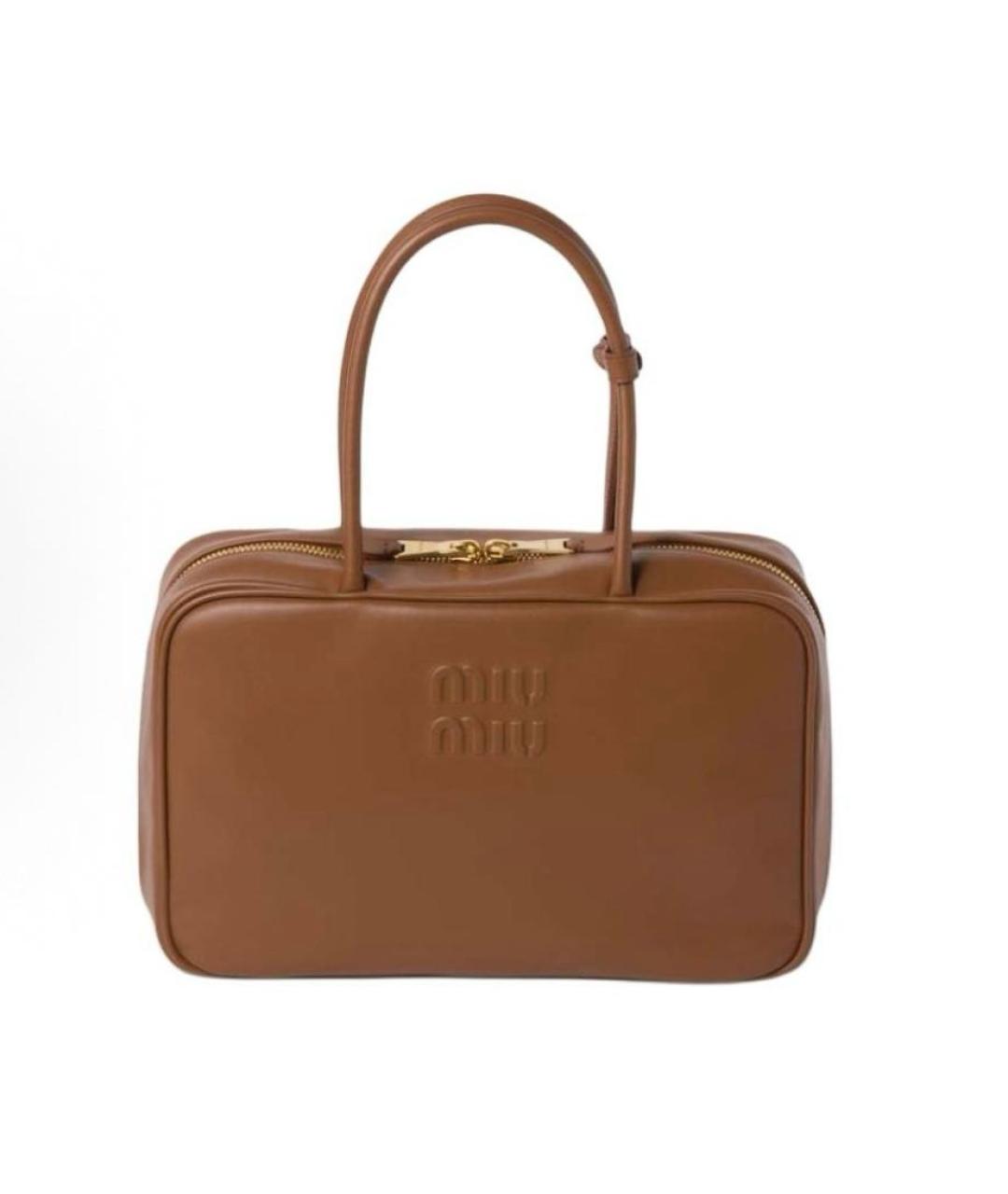 MIU MIU Коричневая кожаная сумка с короткими ручками, фото 1