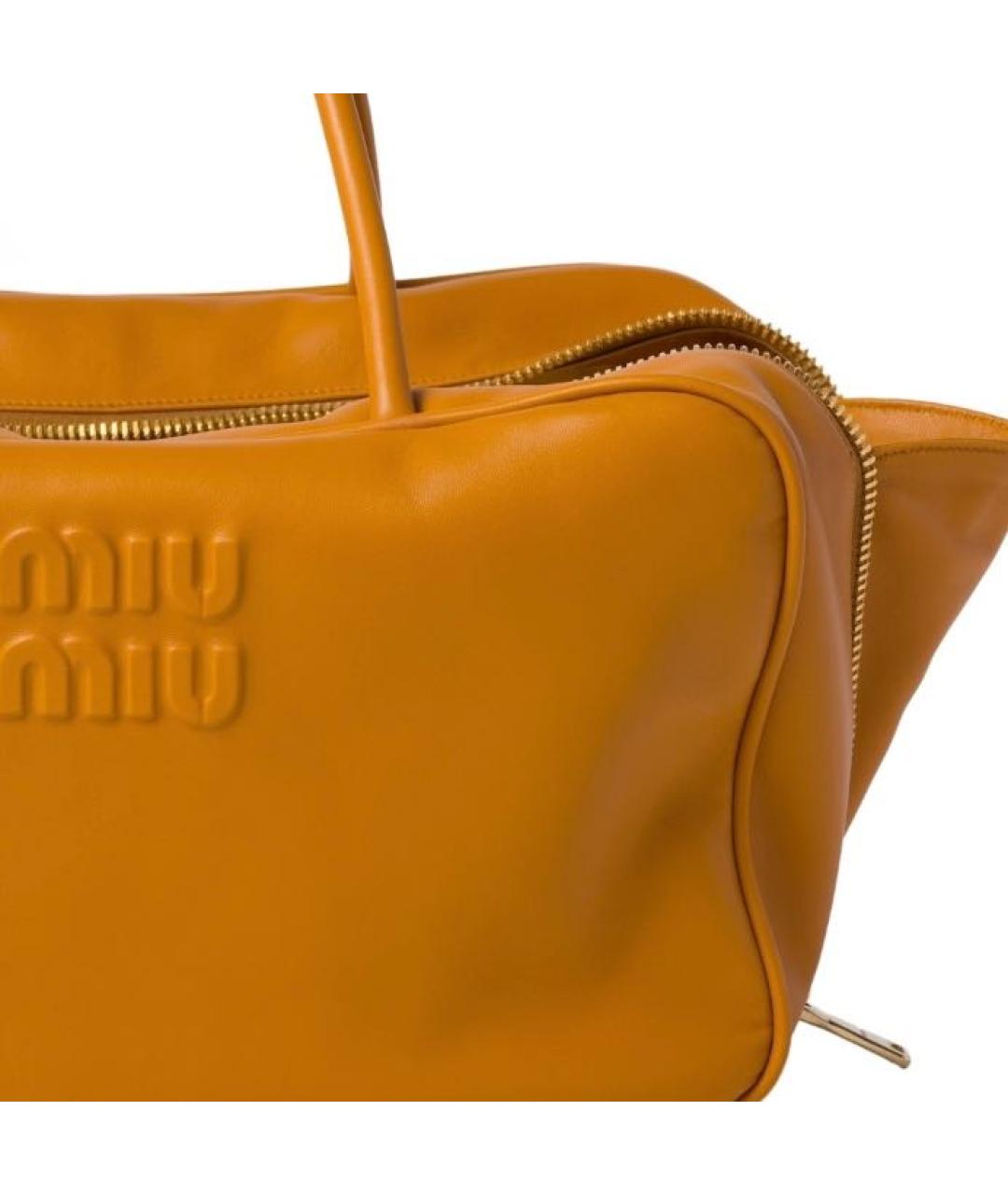 MIU MIU Горчичная кожаная сумка тоут, фото 4