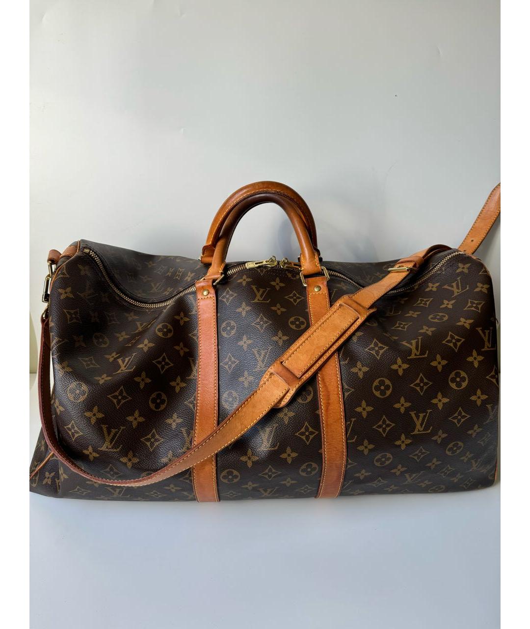 LOUIS VUITTON Коричневая дорожная/спортивная сумка из искусственной кожи, фото 9