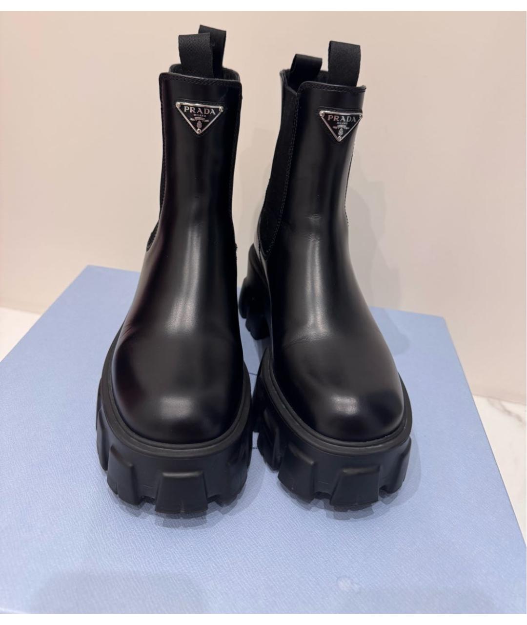 PRADA Черные кожаные ботинки, фото 2