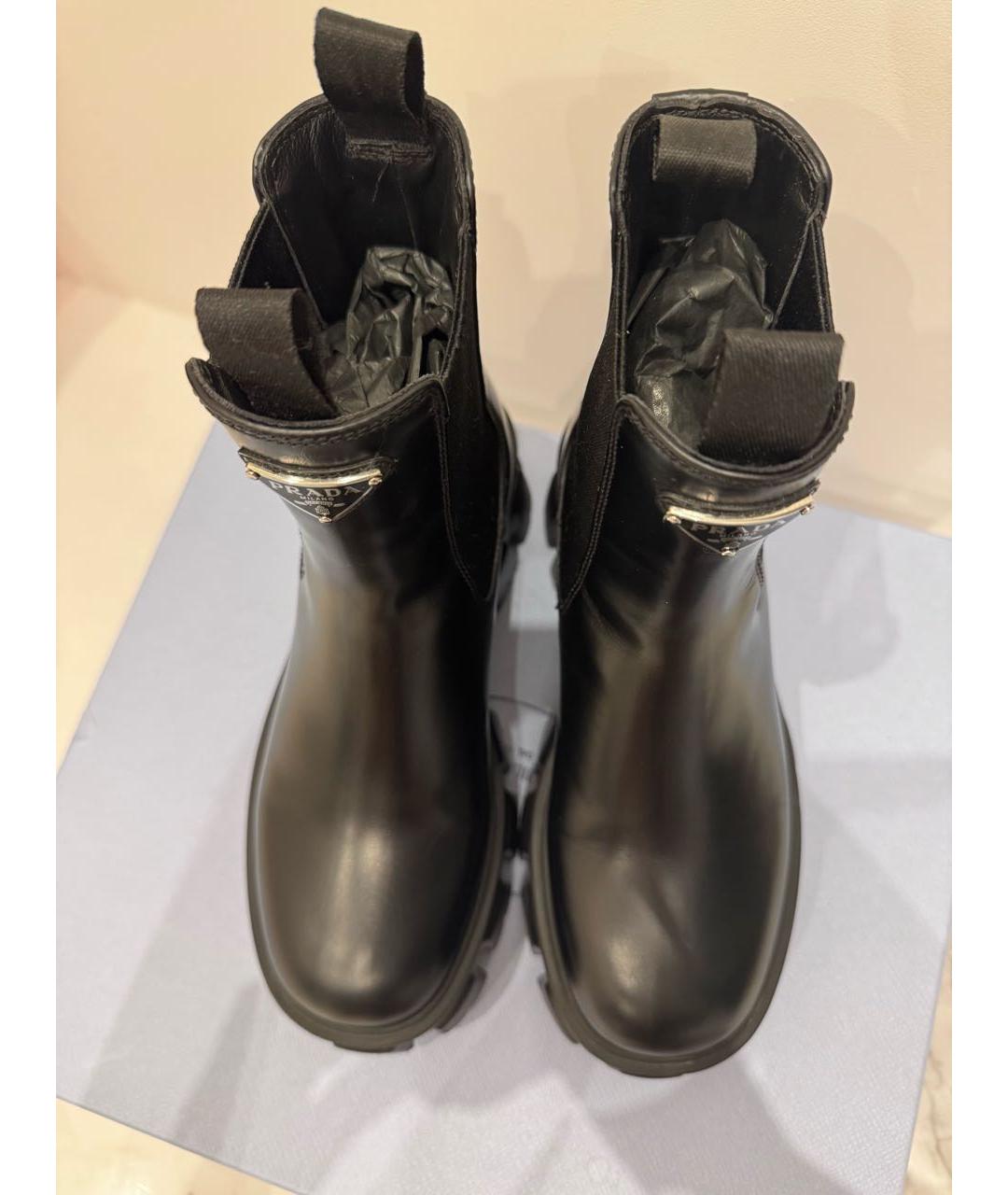 PRADA Черные кожаные ботинки, фото 5