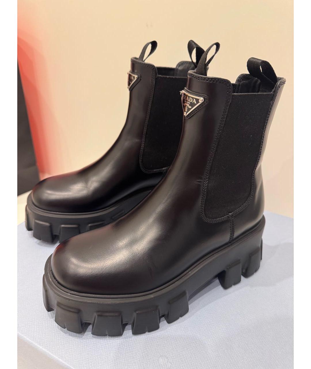 PRADA Черные кожаные ботинки, фото 4